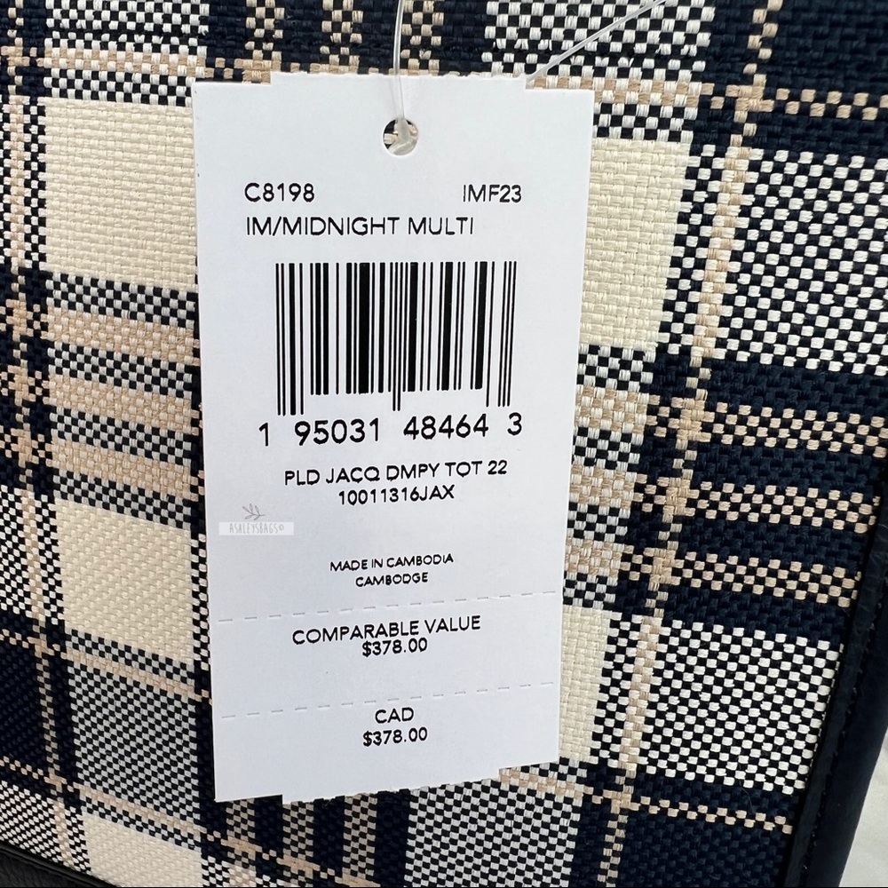 Coach Dempsey Tote 22 With Garden Plaid Print And Coach Patch Crossbody Midnight - Picture 11 of 13